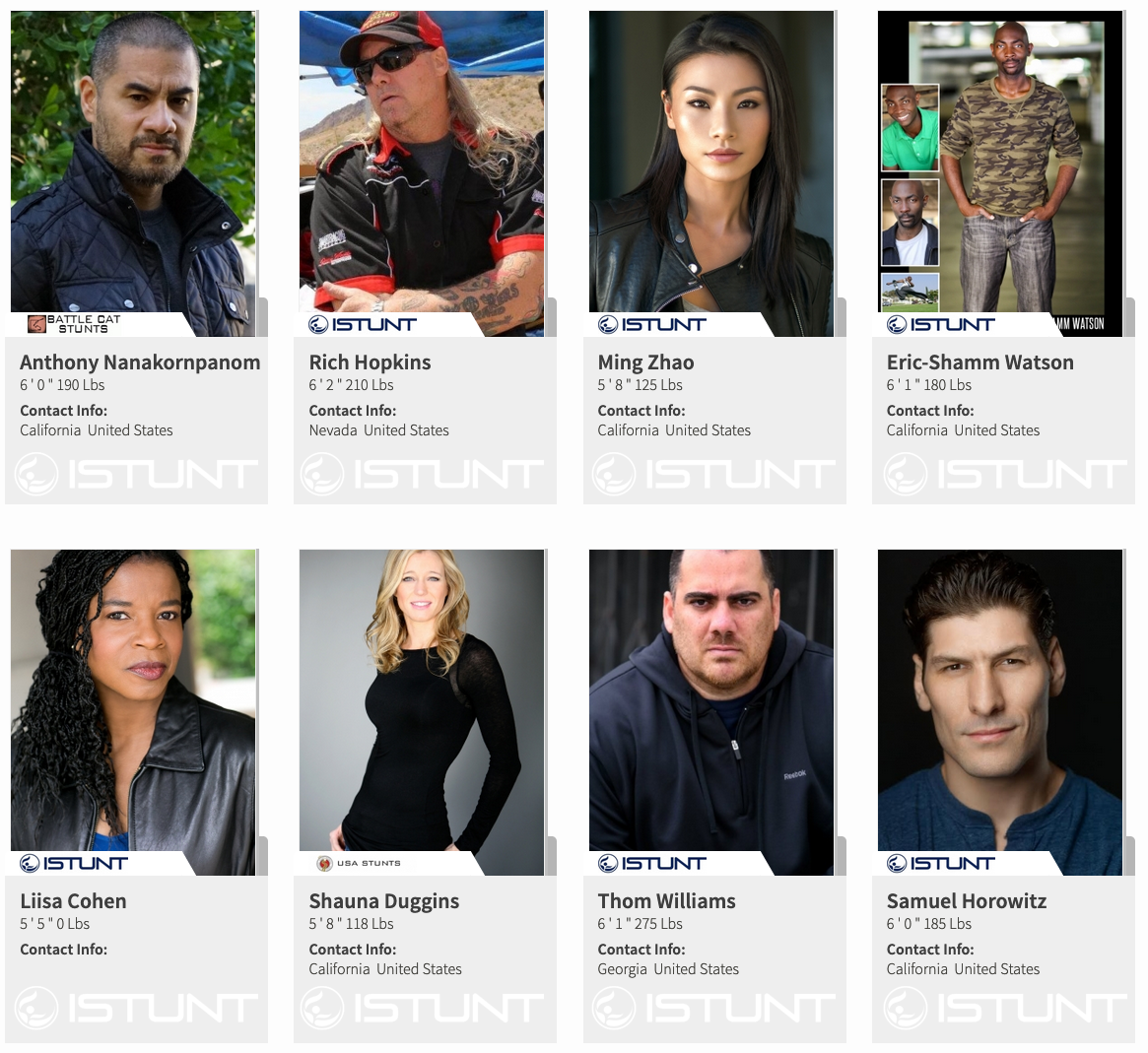 Anthony Nanakornpanom, Rick Hopkins, Ming Zhao, Eric-Shamm Watson, Liisa Cohen, Shauna Duggins, USA-Stuntwomen, Thom Williams, Samuel Horowitz